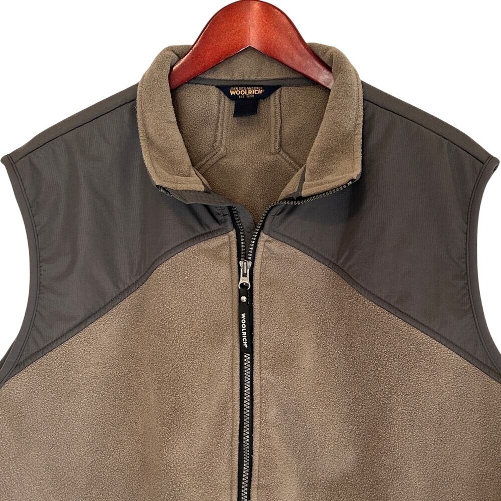 Woolrich Fleece Vest Men's L Full Zip Hiking Outdoor Gorpcore Tan Brown Large - Picture 4 of 9